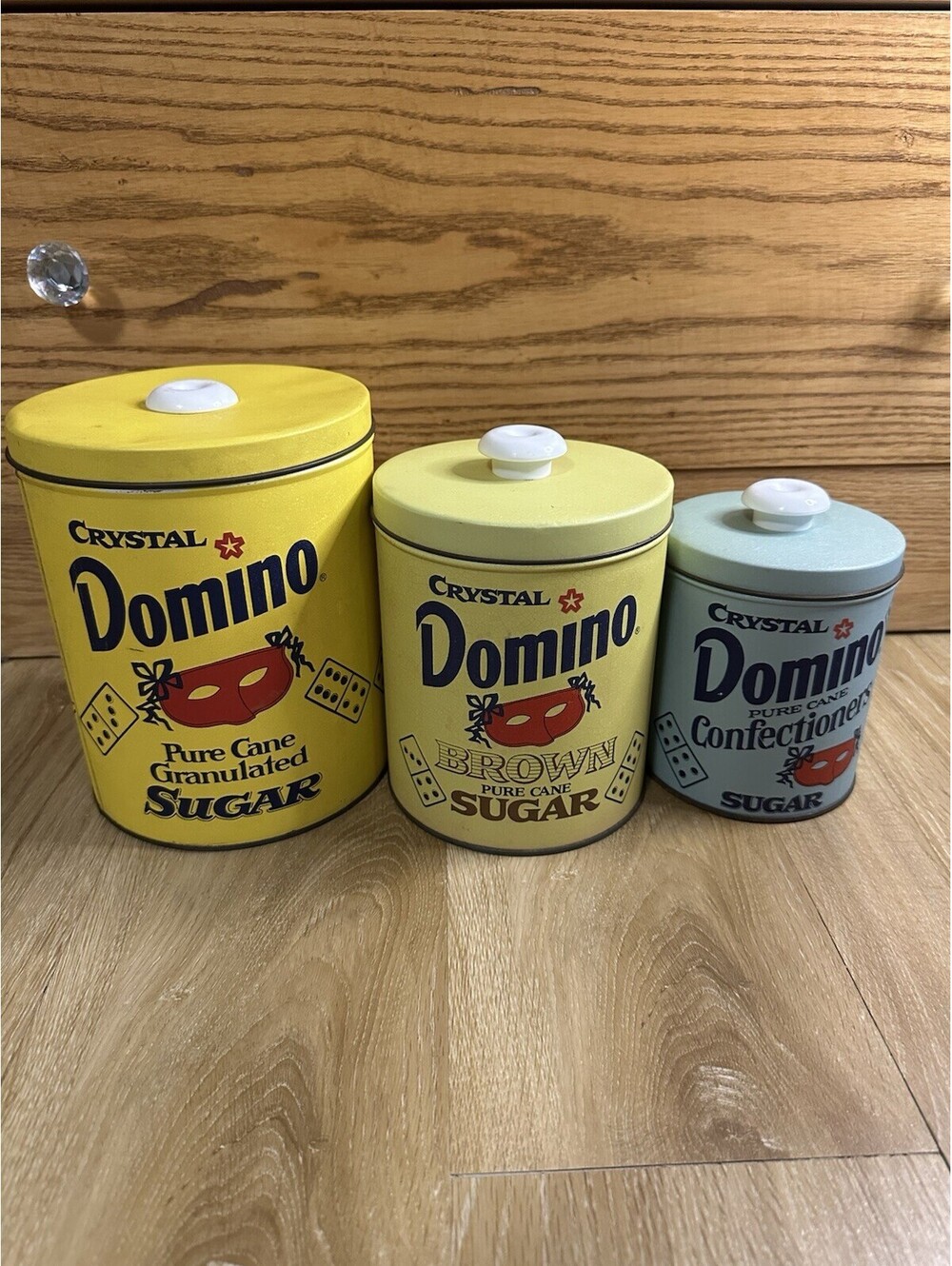 Vintage Domino Sugar Advertising Tins Set of 3 Granulated Brown Confectioners